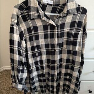 Black and White Plaid Button-Up Shirt